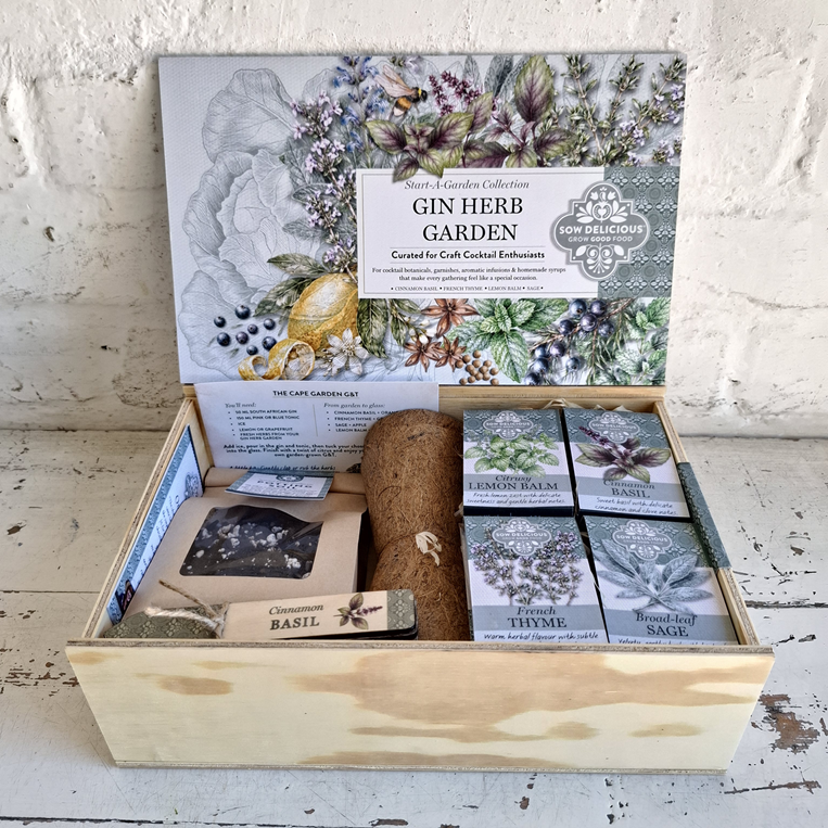 Sow Delicious Start-a-Garden Gift Box: Gin Herbs