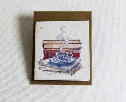 Growing Paper Mini Card plus envelope (Tea time) 60mm x 65mm