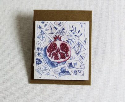 Growing Paper Mini Card plus envelope (Pomegranate) 60mm x 65mm