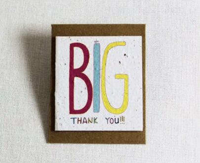 Growing Paper Mini Card plus envelope (Big Thank You) 60mm x 65mm