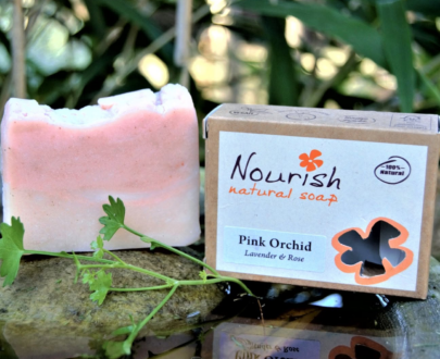 Nourish Soap pink Orchid with Lavender and Rose essential oils 100g